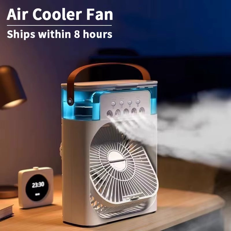 New 3 in 1 Fan Air Conditioner Household Mini Air Cooler LED Night Light Portable Humidifier Air Adjustment Fan Office Home Fan